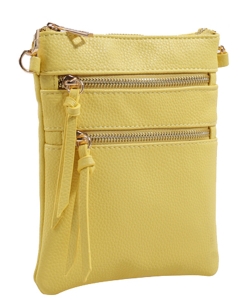 Women's Multi Zipper Pocket Crossbody Bag BS2231 YELLOW